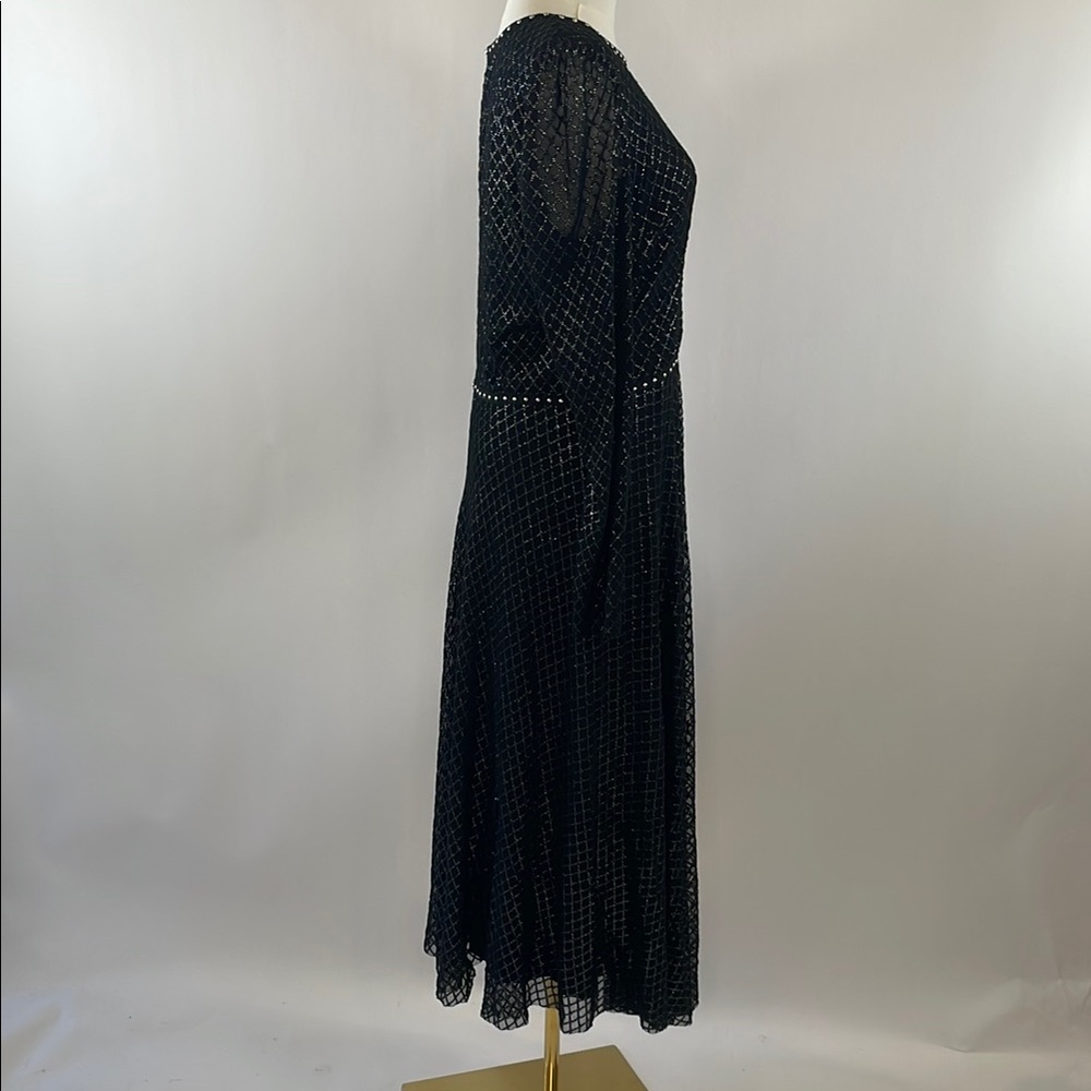 NISSA Black Printed Tulle Midi Dress US 10 - Picture 14 of 14